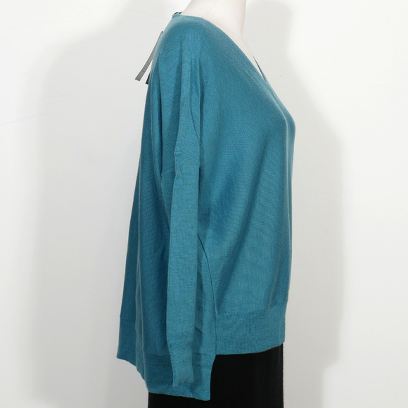 Blue Fine Merino Wool Jersey Box Sweater XS - Picture 2 of 3